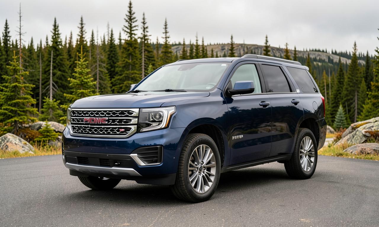 Dark blue GMC Yukon-style SUV in Northern Ontario